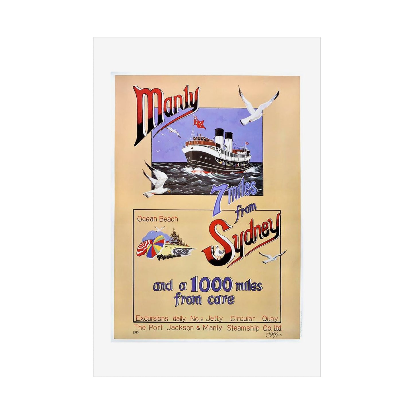 Vintage Travel Poster — “Seven Miles from Sydney” (Unframed) 