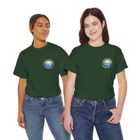Heavy Cotton T-Shirt with free Canva custom designed logo front and back 
