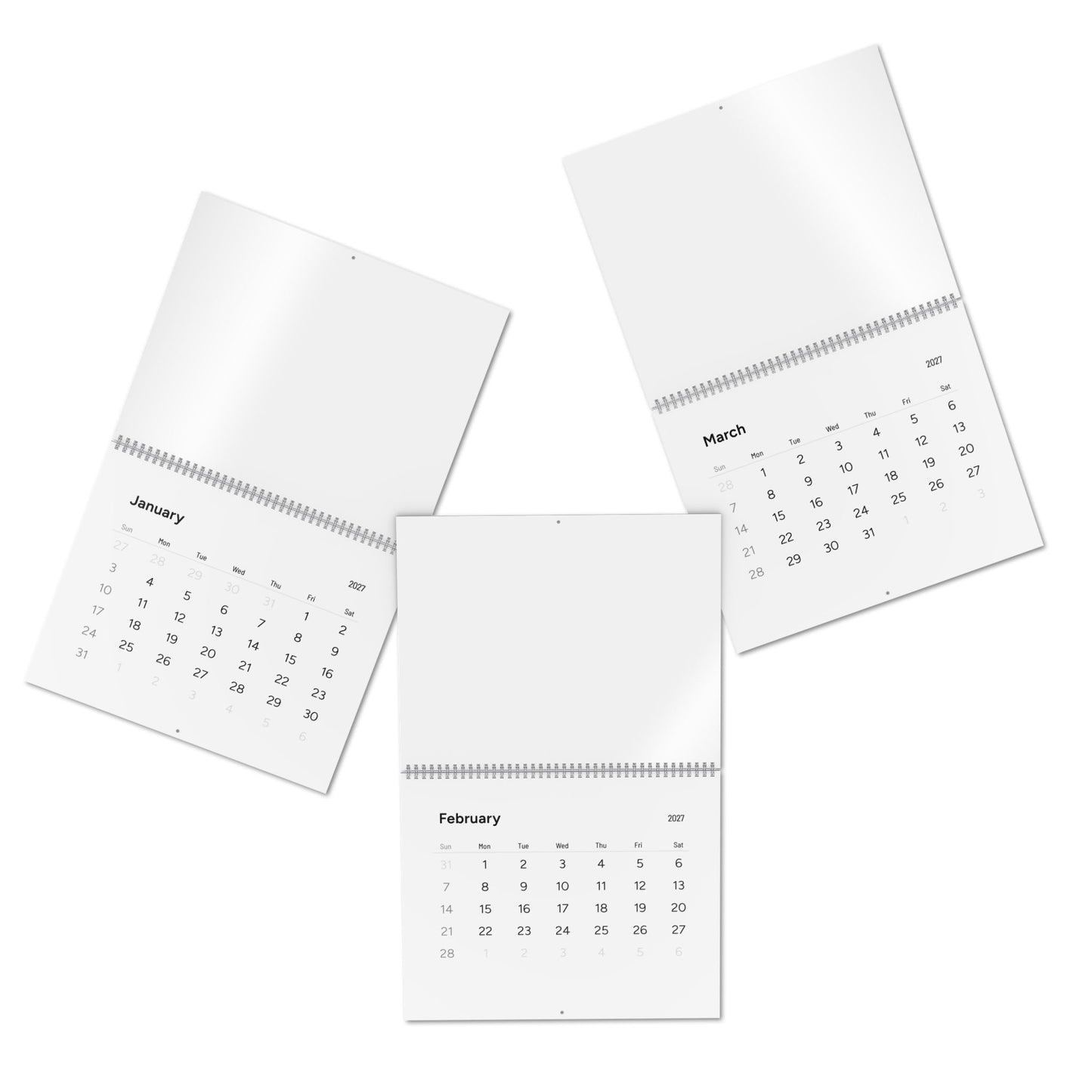 TESTING 2027 Minimal Wall Calendar — Clean Monthly Grid Planner