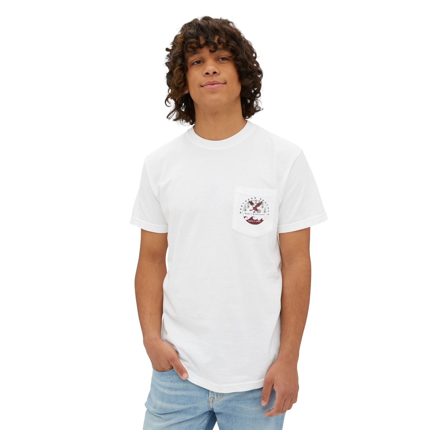 "The Westwood" Northern Beaches custom design front and back logo on Garment-Dyed Pocket T-Shirt for Nature Lovers
