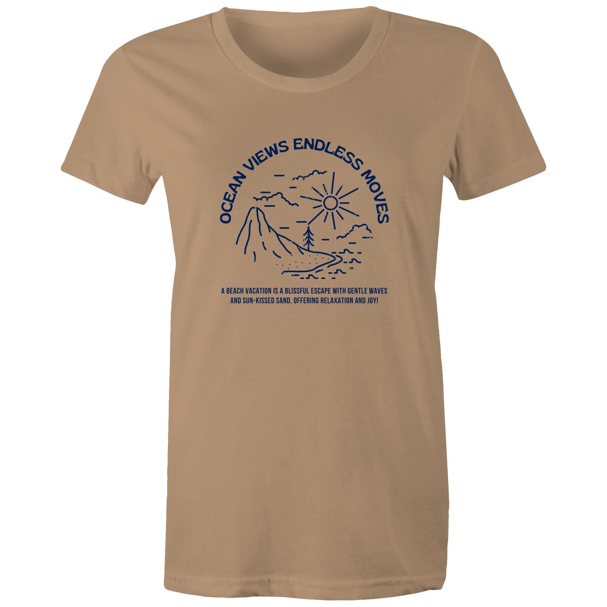 Women's Maple Tee Ocean Views Print 