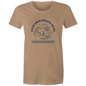 Women's Maple Tee Ocean Views Print 