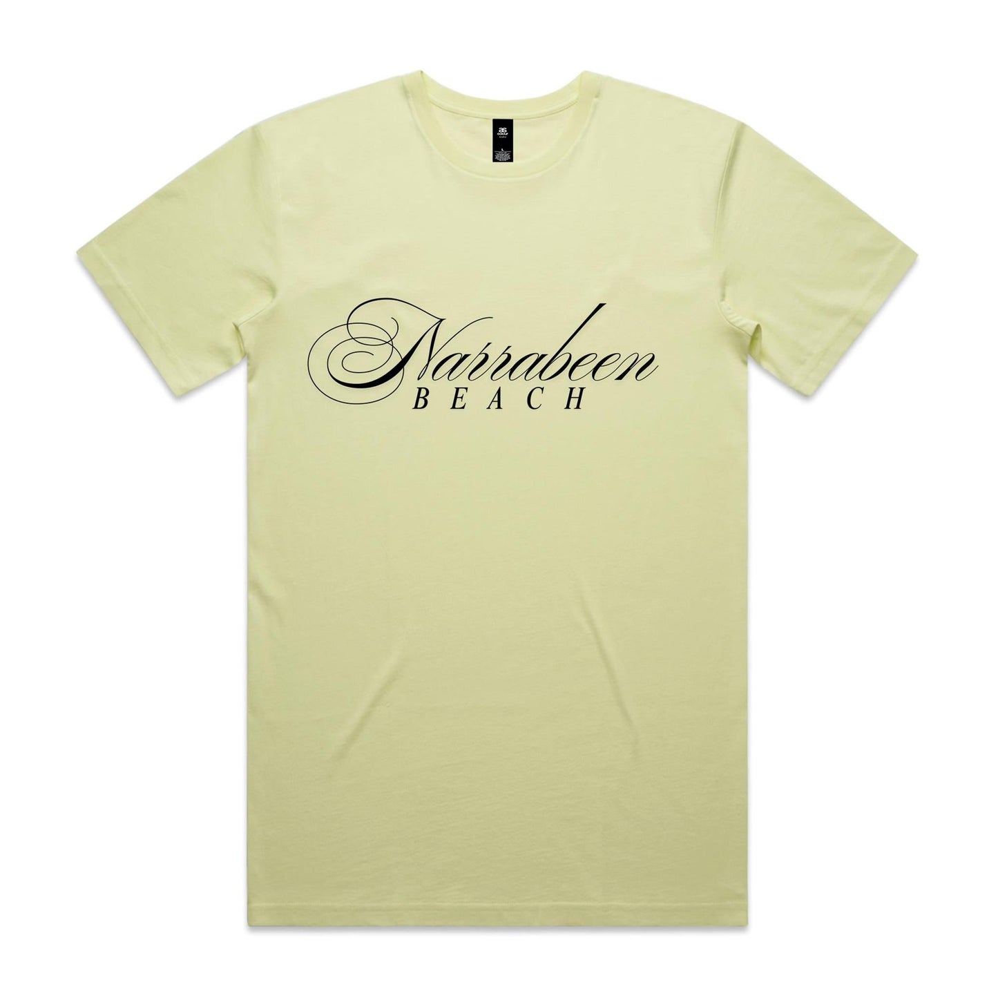 AS Colour Staple Tee Narrabeen Beach custom logo black font 