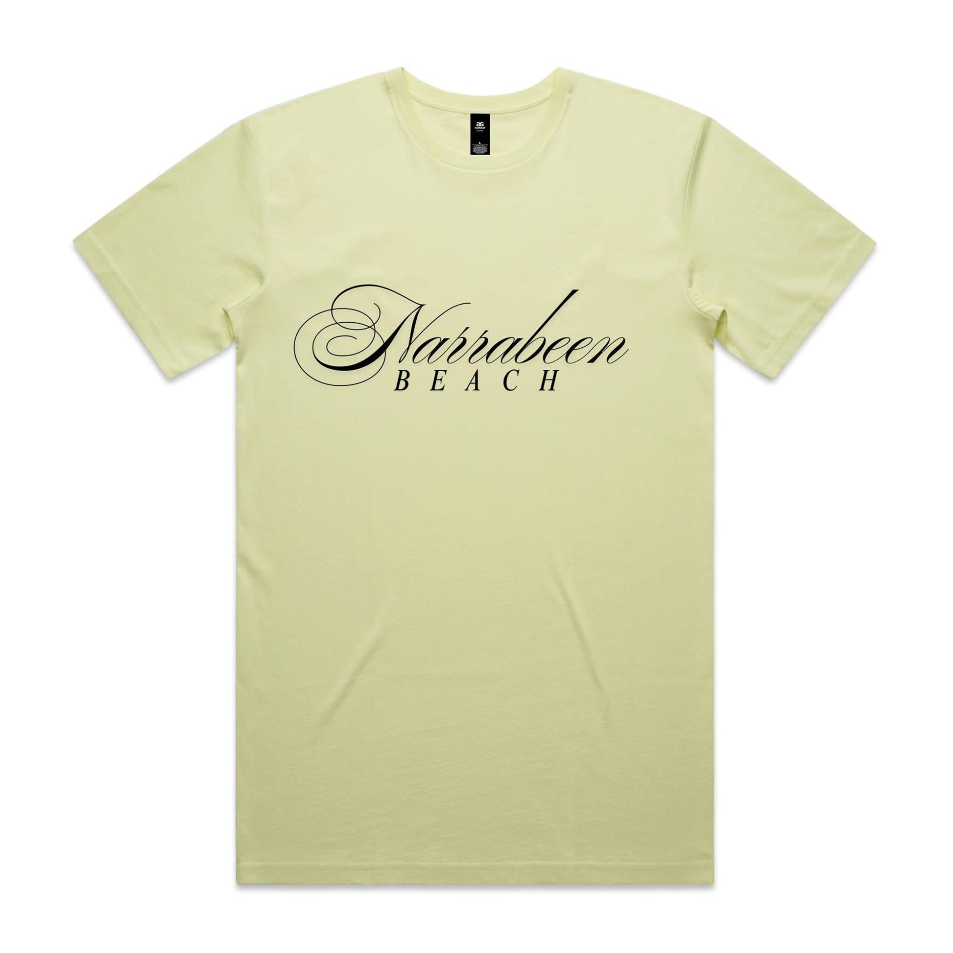 AS Colour Staple Tee Narrabeen Beach custom logo black font 