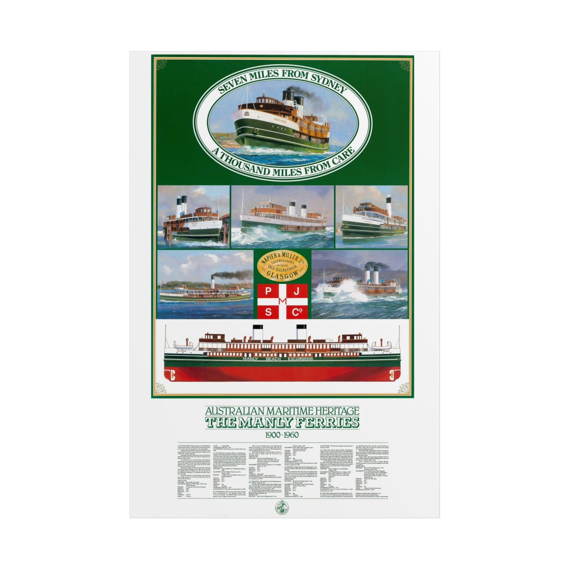 Poster Australian Maritime Heritage The Manly Ferries 1900-1960 - Lost Manly Shop