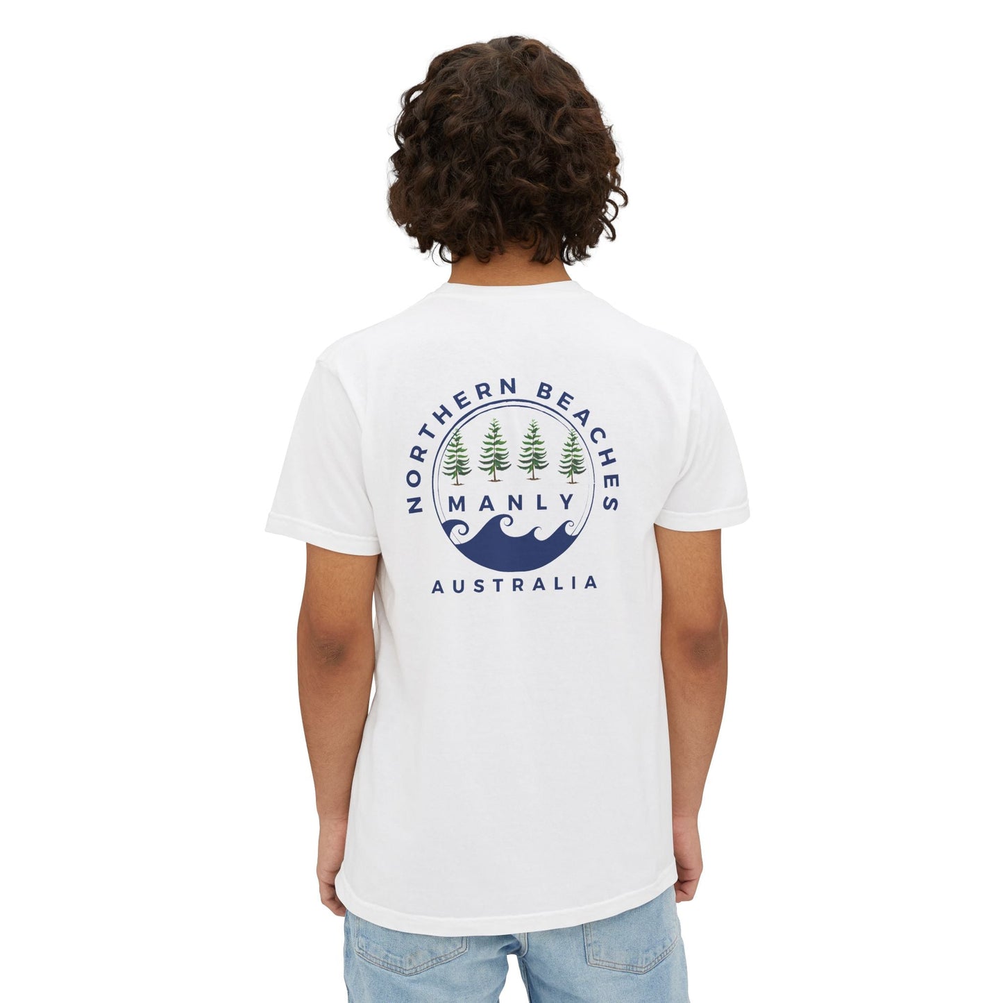 "The Westwood" Northern Beaches custom design front and back logo on Garment-Dyed Pocket T-Shirt for Nature Lovers