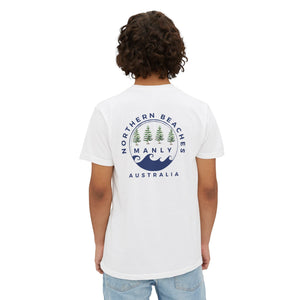 "The Westwood" Northern Beaches custom design front and back logo on Garment-Dyed Pocket T-Shirt for Nature Lovers Printify