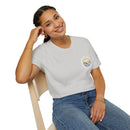 Collaroy custom logo front and sleeve. Lost Manly label. Unisex Soft style T-Shirt Printify