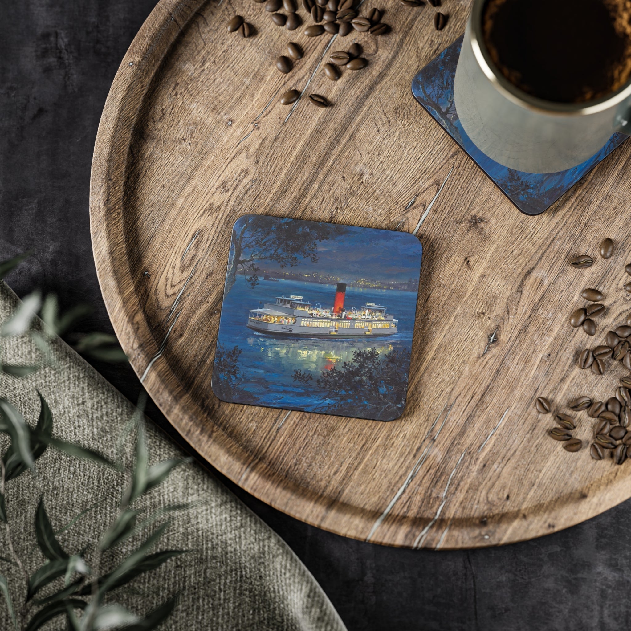 Cork Coasters Kanangra Ferry painting Printify
