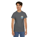 Heavy Cotton T-Shirt with free Canva custom designed logo front and back 
