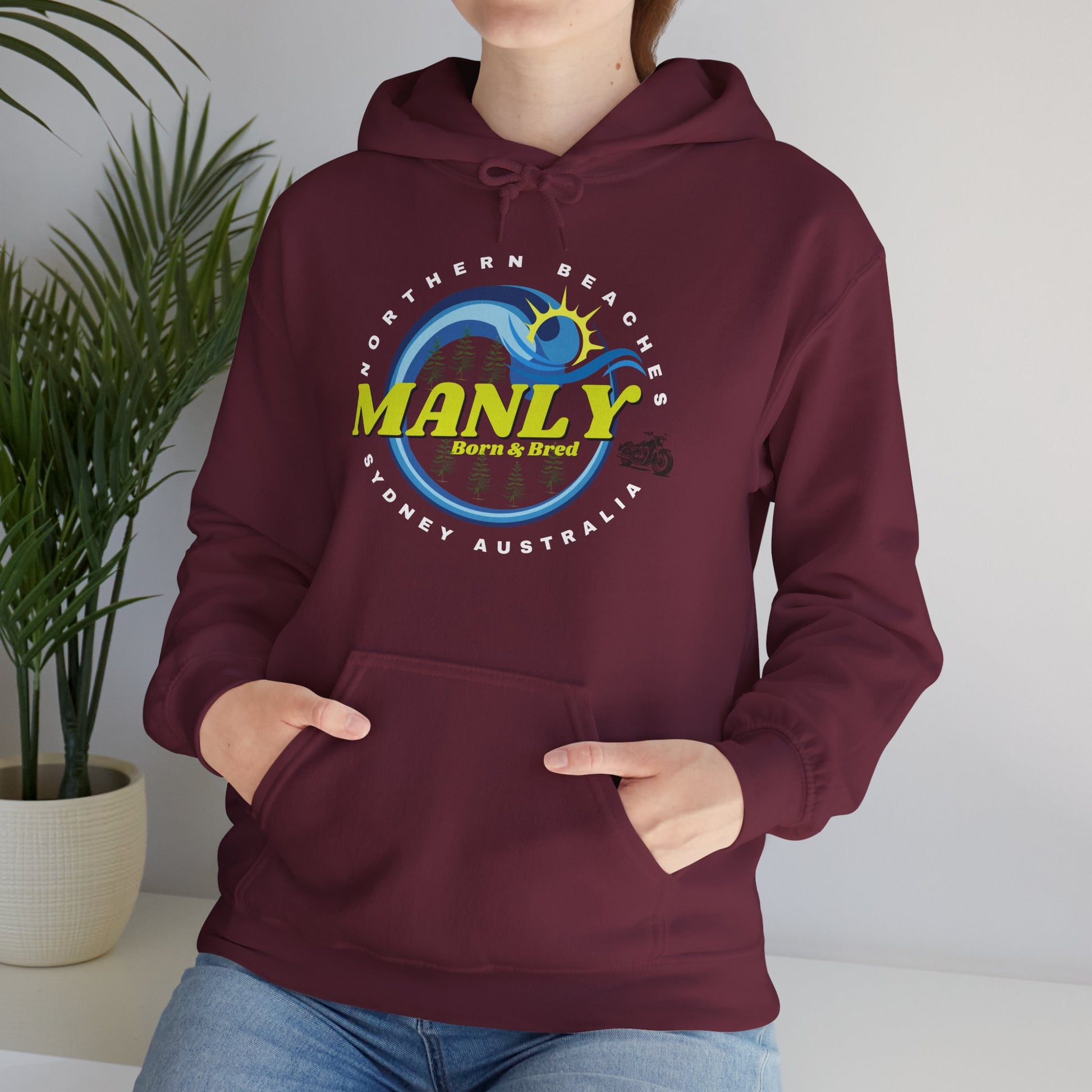 Lost Manly custom logo Manly Beach Surf Hoodie – Sydney Australia Vintage Surf Crest Hoodie - Lost Manly Shop