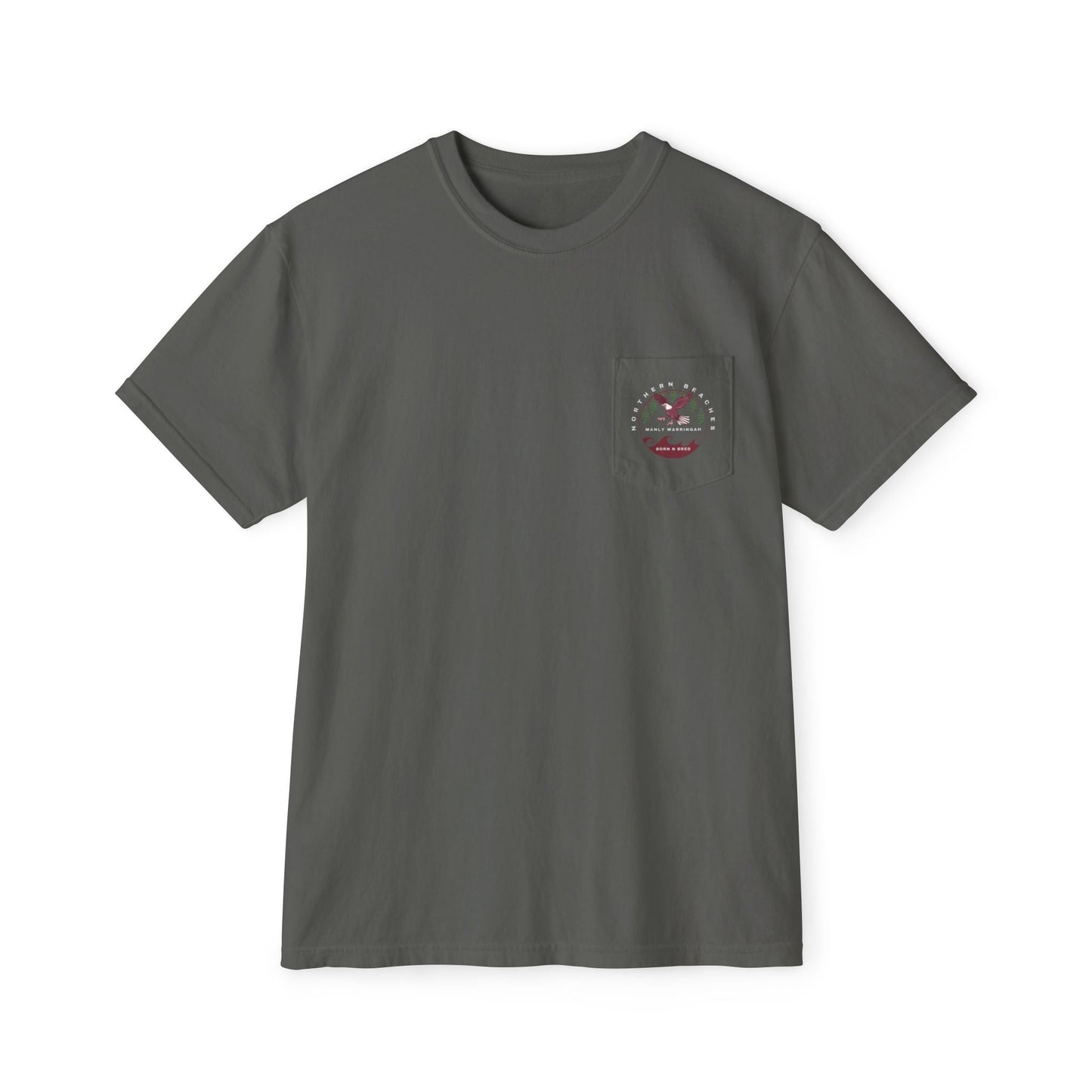"The Westwood" Northern Beaches custom design front and back logo on Garment-Dyed Pocket T-Shirt for Nature Lovers