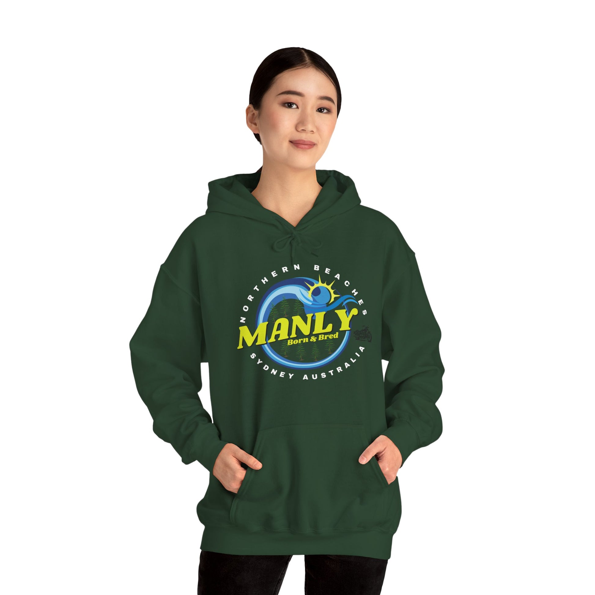 Lost Manly custom logo Manly Beach Surf Hoodie – Sydney Australia Vintage Surf Crest Hoodie - Lost Manly Shop