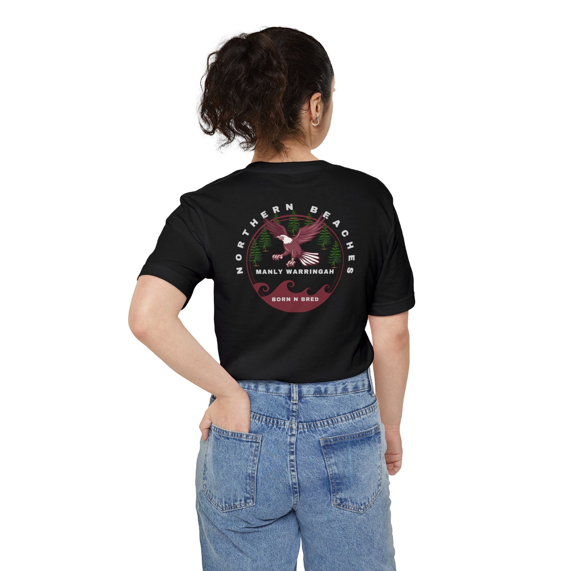 Manly Warringah Born n Bred Unisex Pocket T-shirt Printify