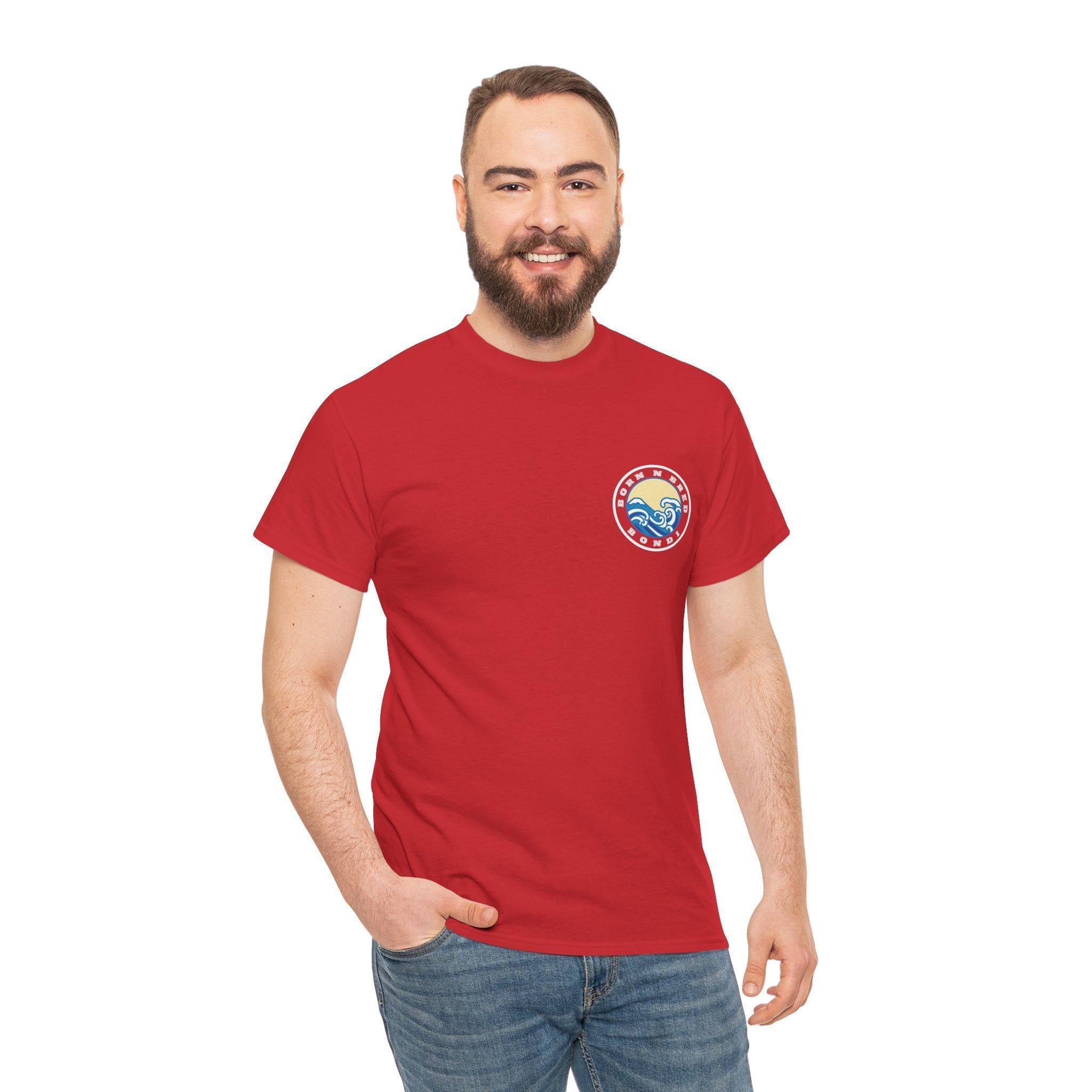 Heavy Cotton T-Shirt with free Canva custom designed logo front and back 