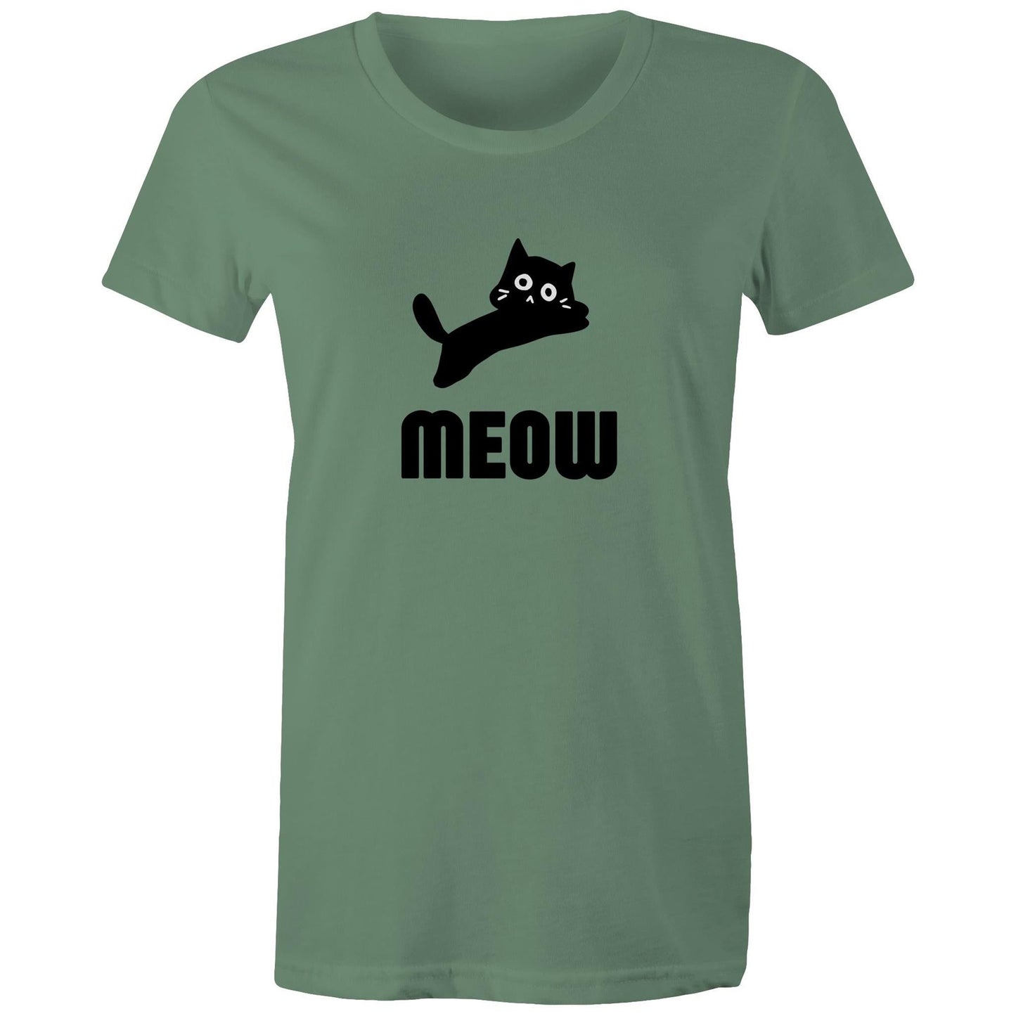 Women's Maple Tee Meow Print 