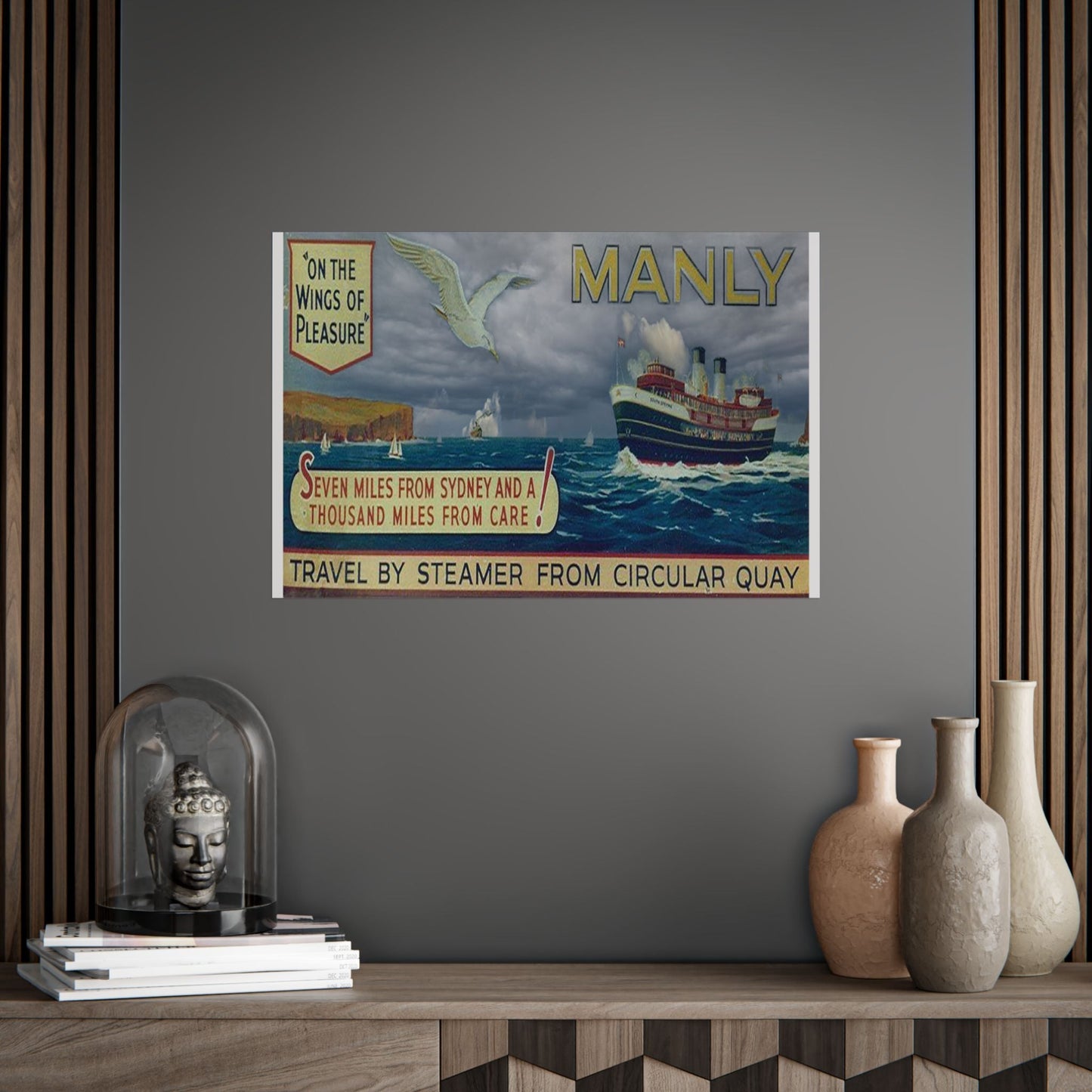 Manly  Vintage Travel Poster Print — Vintage Steamer “Seven Miles from Sydney” Unframed 
