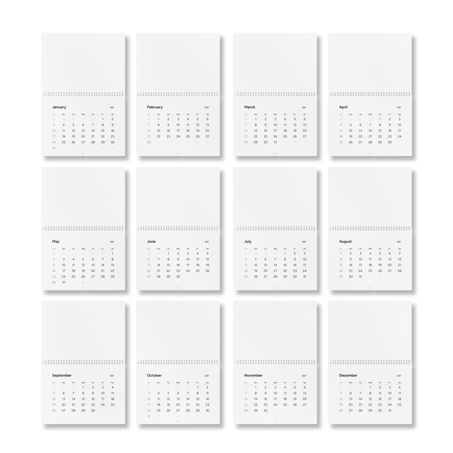 TESTING 2027 Minimal Wall Calendar — Clean Monthly Grid Planner