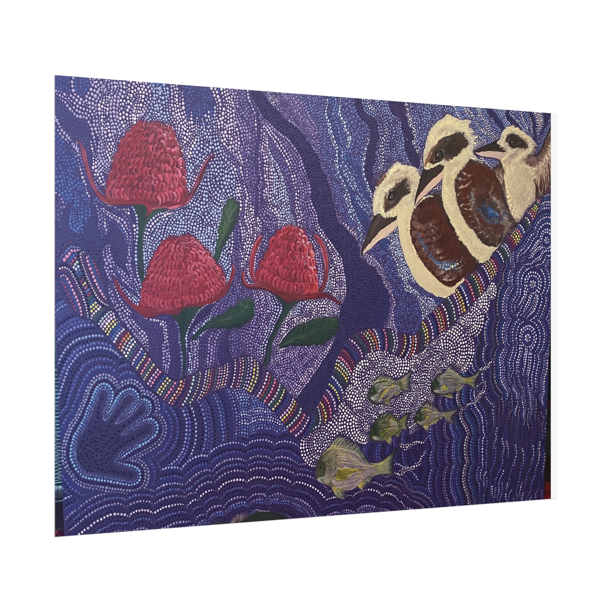 Australian Natives original art by Kim's Dot Paintings Rolled Posters - Lost Manly Shop