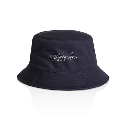 AS Colour Bucket Hat Narrabeen Beach custom logo white font 