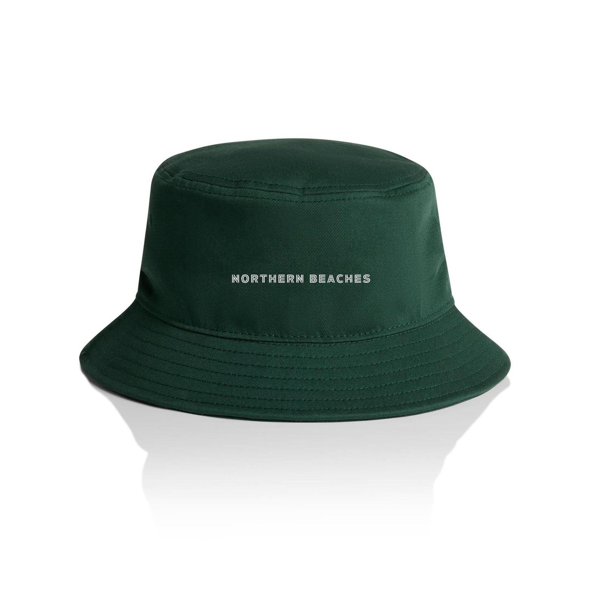 AS Colour Bucket Hat Northern Beaches custom logo white font 