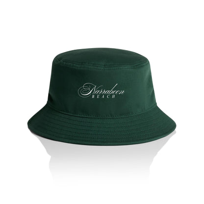 AS Colour Bucket Hat Narrabeen Beach custom logo white font 