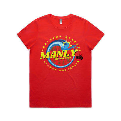 Lost Manly custom logo Manly Born & Bred edition AS Colour Women's Maple Tee - Lost Manly Shop