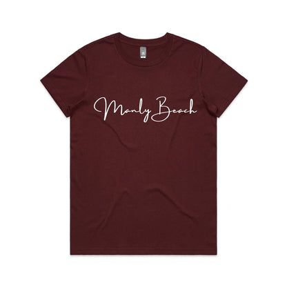 Lost Manly custom logo Manly Beach edition AS Colour Women's Maple Tee - Lost Manly Shop
