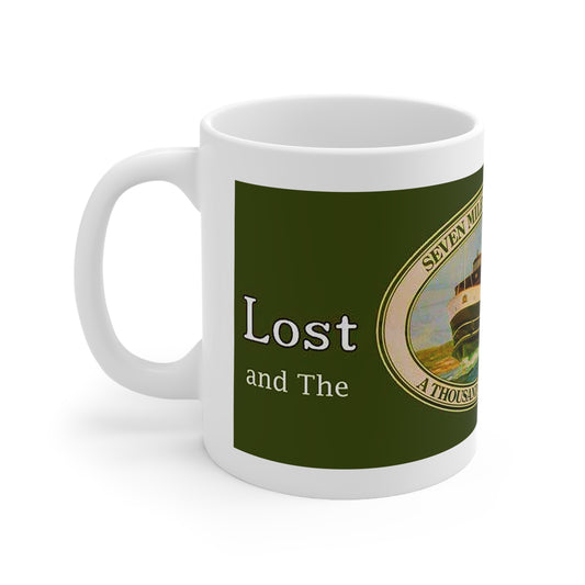 Coffee Mug - LOST MANLY LOGO 'Seven Miles from Sydney' South Steyne Travel Poster from the 1940s - 10 year Anniversary Commemorative Mug - Lost Manly Shop