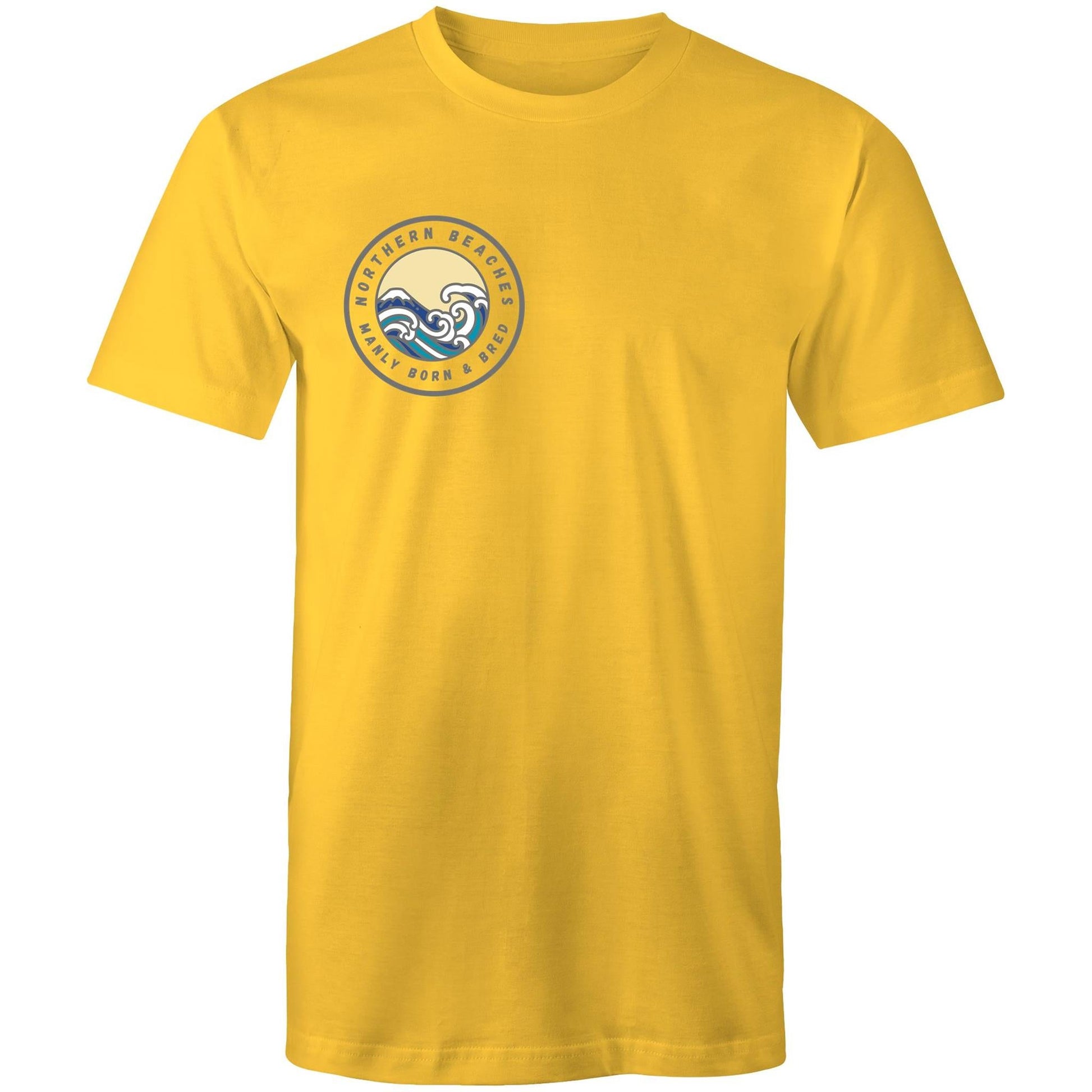 AS Colour Staple - Mens T-Shirt Northern Beaches Manly Born & Bred pocket logo grey font - Lost Manly Shop