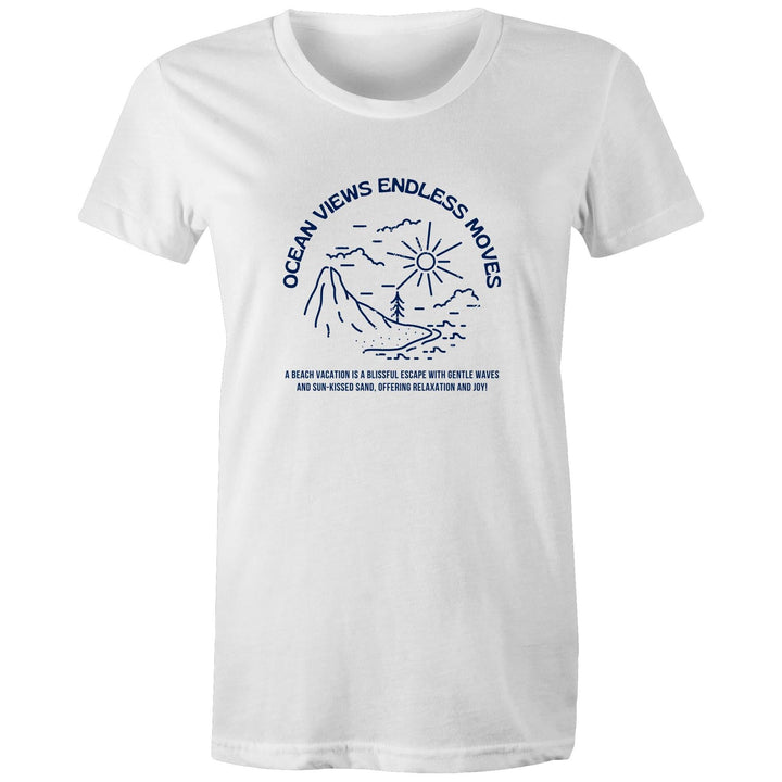 Women's Maple Tee Ocean Views Print 