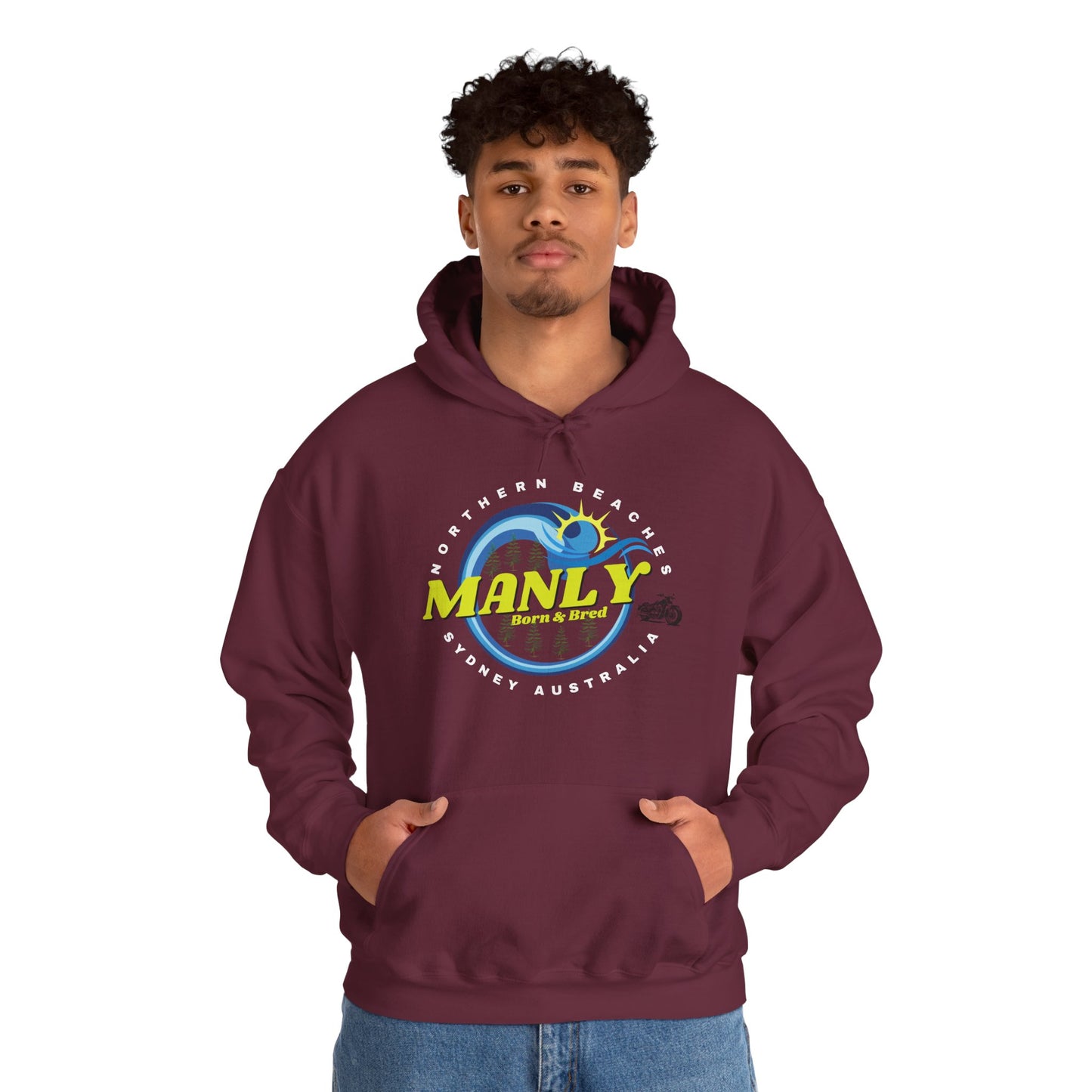 Lost Manly custom logo Manly Beach Surf Hoodie – Sydney Australia Vintage Surf Crest Hoodie - Lost Manly Shop