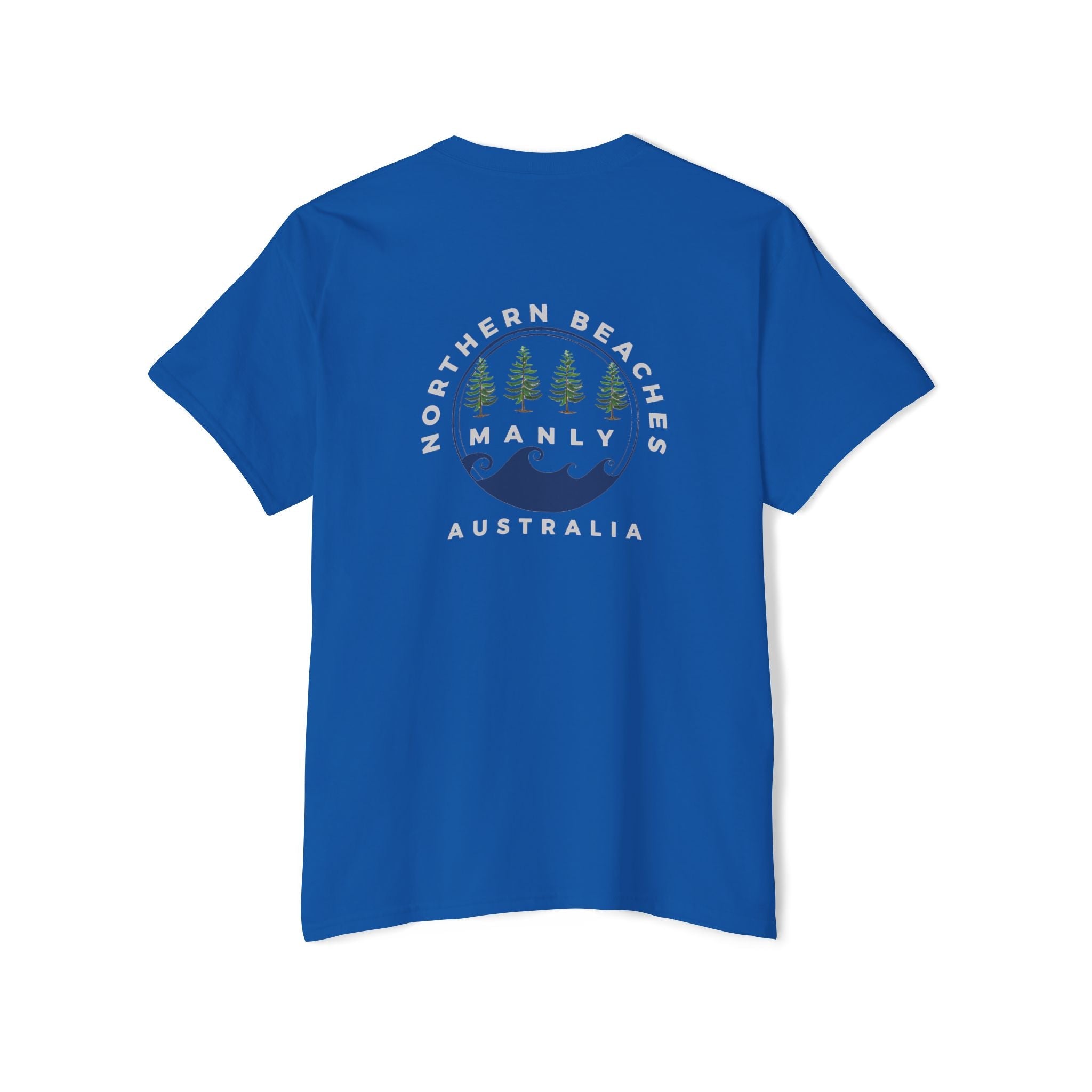 "The Westwood" Northern Beaches custom design different logo front and back Heavy Cotton Pocket Tee Printify