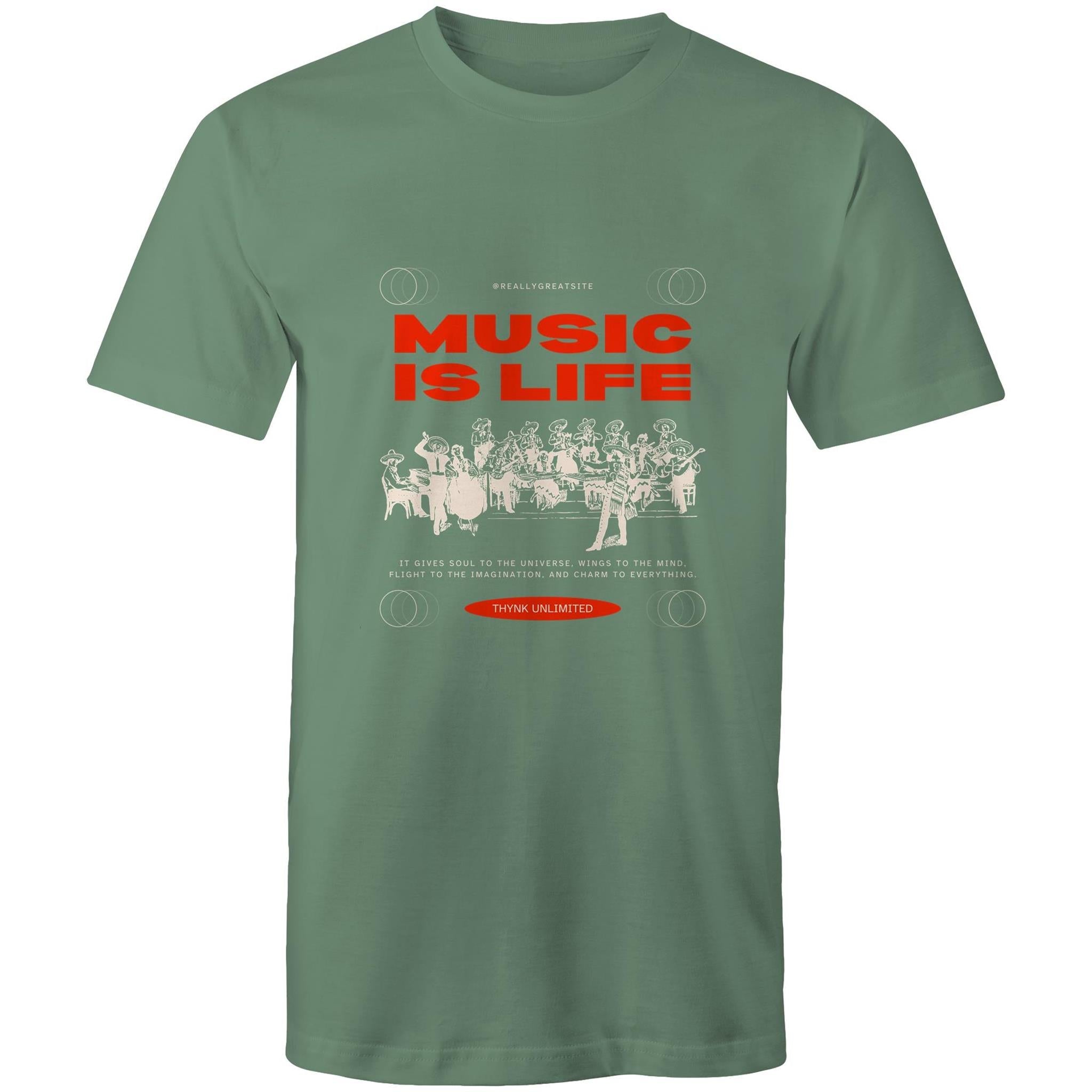 Mens T-Shirt Music is my life custom logo 