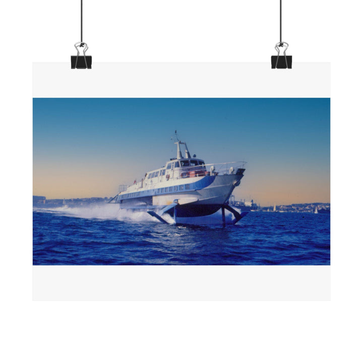 Curl Curl Hydrofoil in Flight 1970s Vibrant Matte Horizontal Poster, Wall Art, Home Decor 