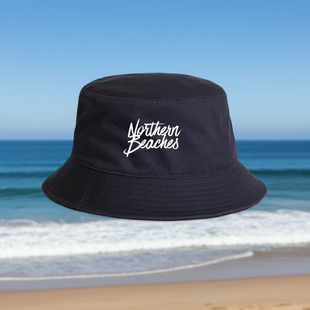 AS Colour Bucket Hat Northern Beaches white font 