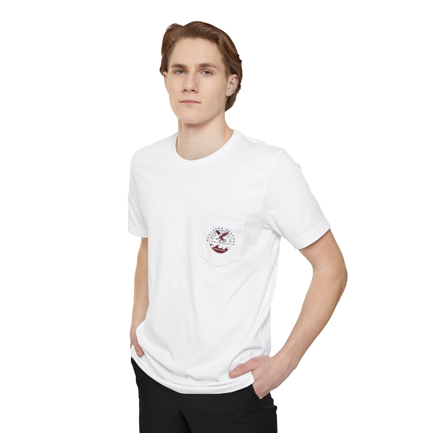 Manly Warringah Born n Bred Unisex Pocket T-shirt Printify