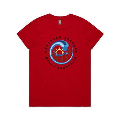 Lost Manly Custom Logo Northern Beaches Manly Australia Edition AS Colour Women's Maple Tee - Lost Manly Shop