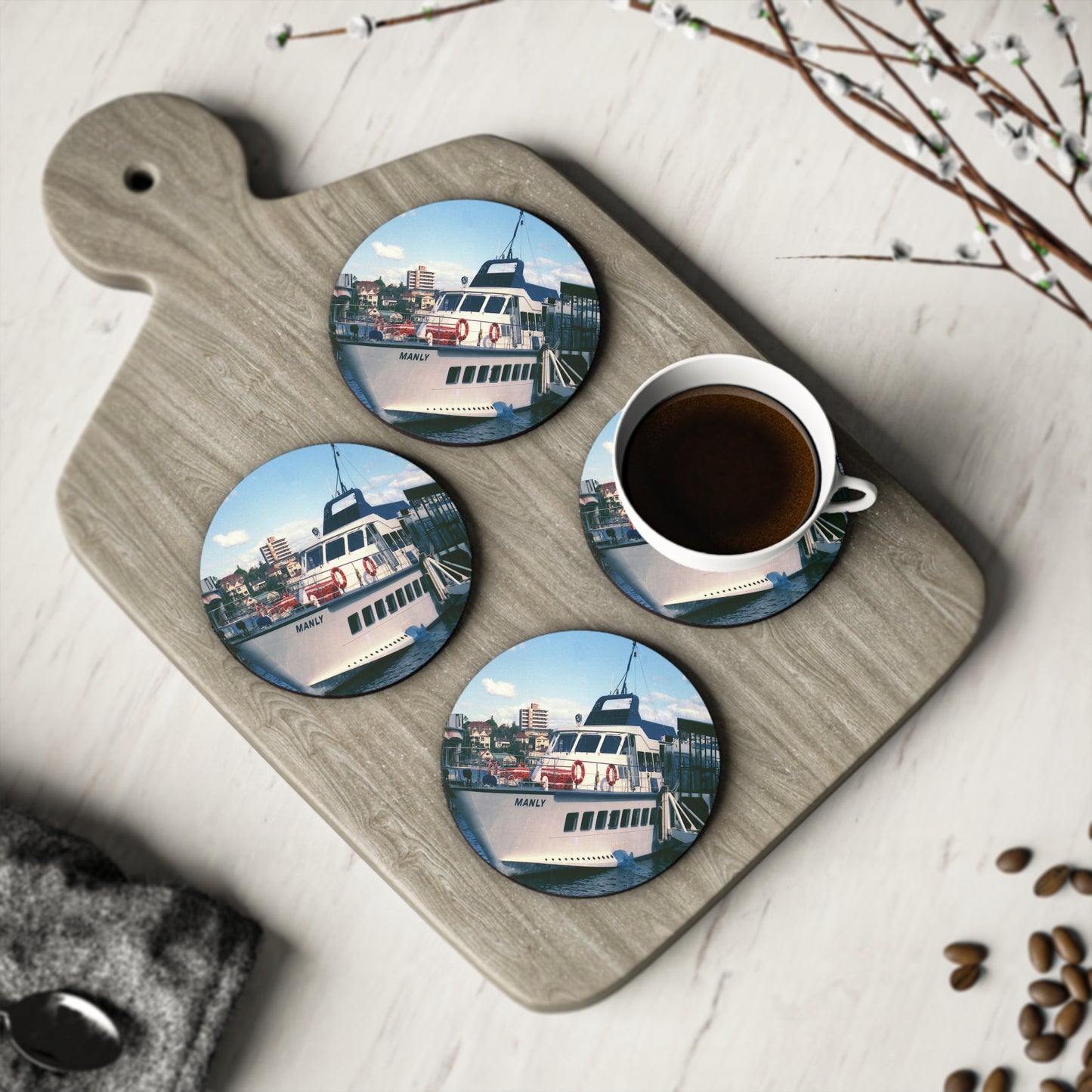Cork Coasters - 'MANLY' Hydrofoil at Manly Wharf - Lost Manly Shop