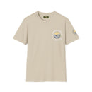Collaroy custom logo front and sleeve. Lost Manly label. Unisex Soft style T-Shirt Printify