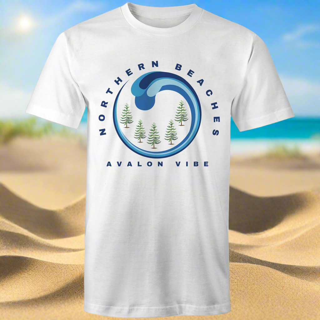 Cotton T-Shirt Northern Beaches Avalon Vibe logo - Lost Manly Shop