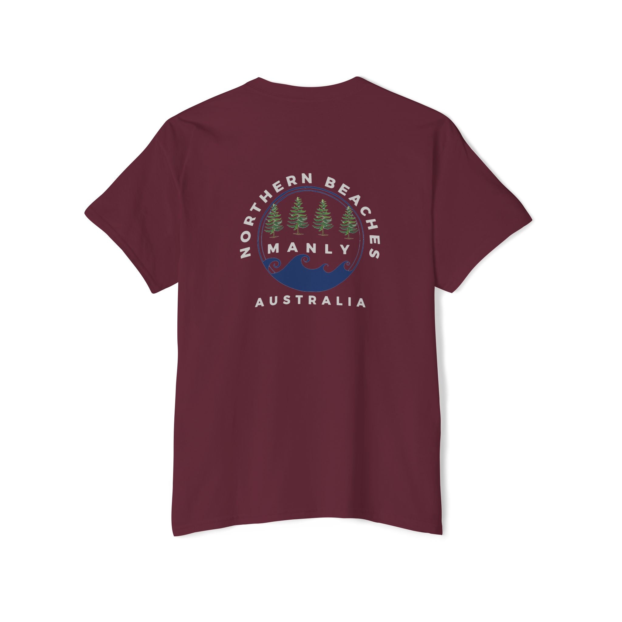 "The Westwood" Northern Beaches custom design different logo front and back Heavy Cotton Pocket Tee Printify