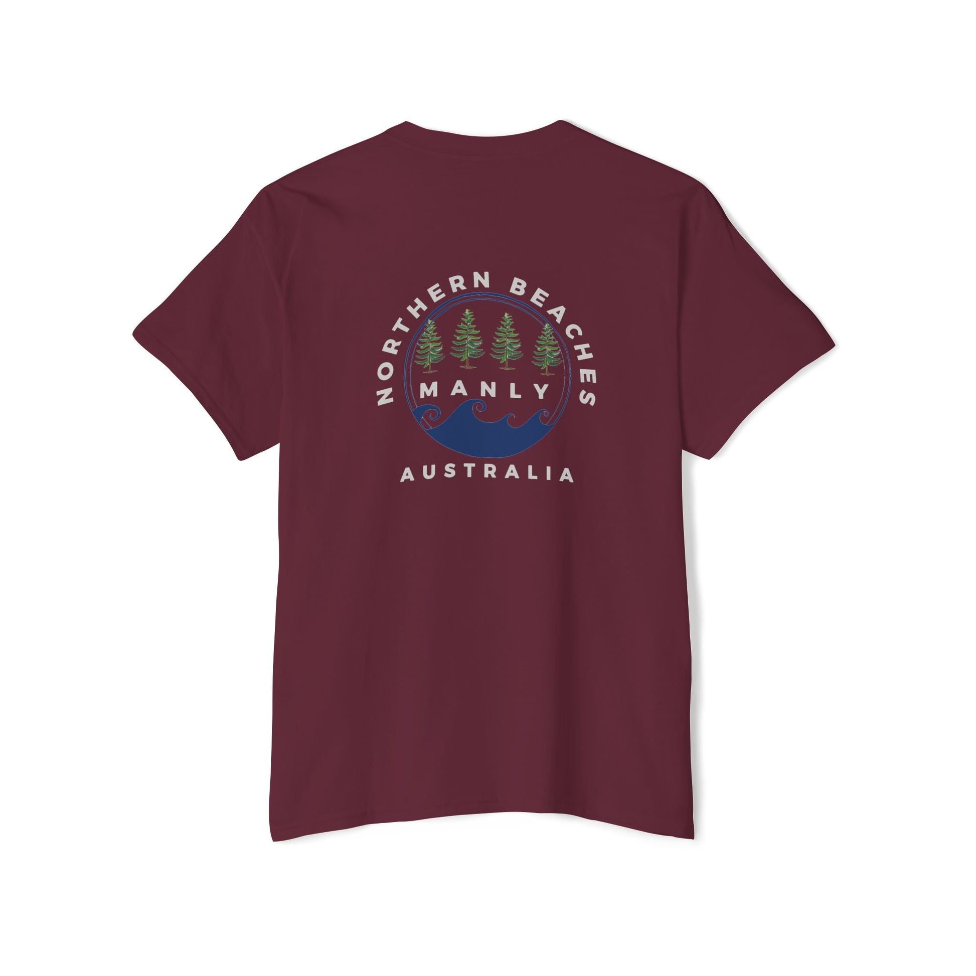 "The Westwood" Northern Beaches custom design different logo front and back Heavy Cotton Pocket Tee Printify