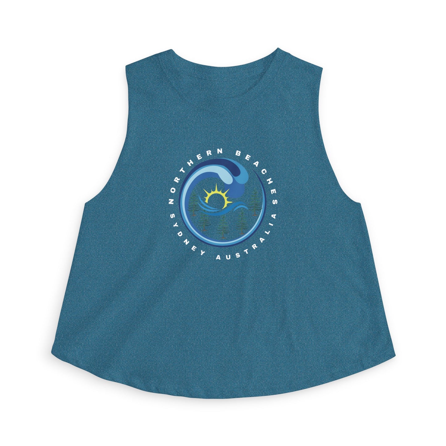 Lost Manly custom logo edition Northern Beaches Wave Crop Top – Women's Coastal Surf Graphic Tank - US Orders - Lost Manly Shop