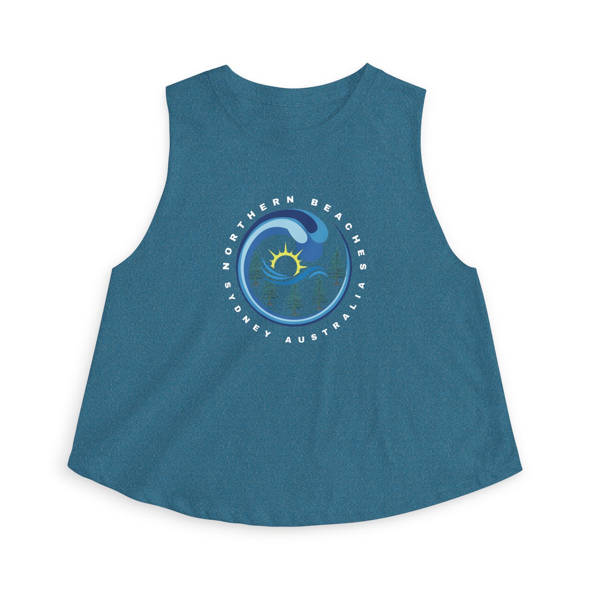 Lost Manly custom logo edition Northern Beaches Wave Crop Top – Women's Coastal Surf Graphic Tank - US Orders - Lost Manly Shop