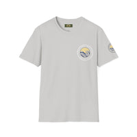 Collaroy custom logo front and sleeve. Lost Manly label. Unisex Soft style T-Shirt Printify