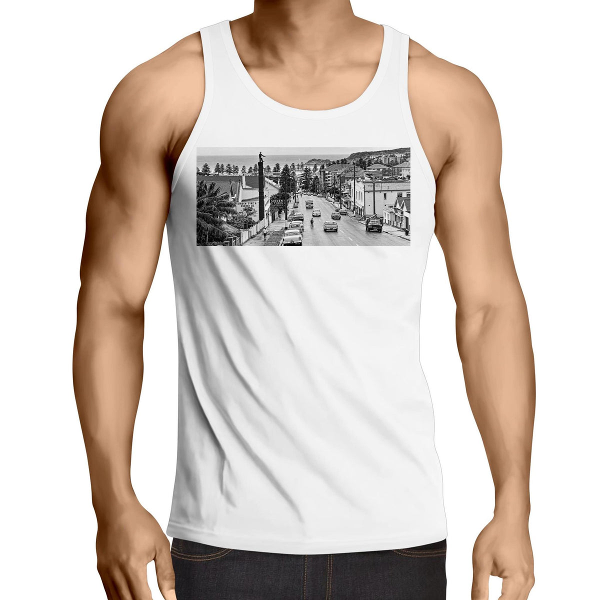 Vintage Manly Tyre Man Sydney Road Cotton Singlet | Northern Beaches