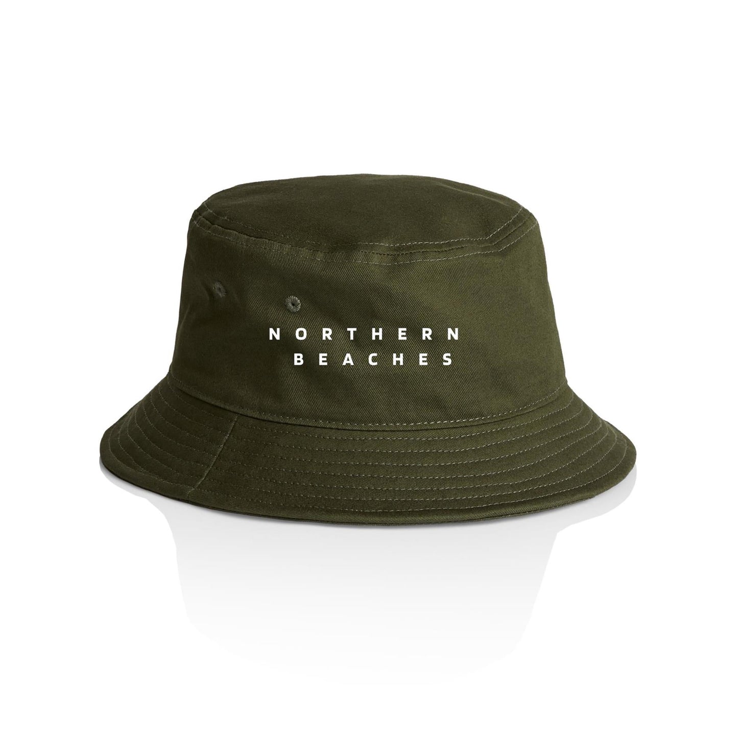 AS Colour Bucket Hat Northern 'Beaches customised logo with white font 