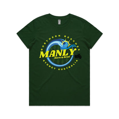 Lost Manly custom logo Manly Born & Bred edition AS Colour Women's Maple Tee - Lost Manly Shop
