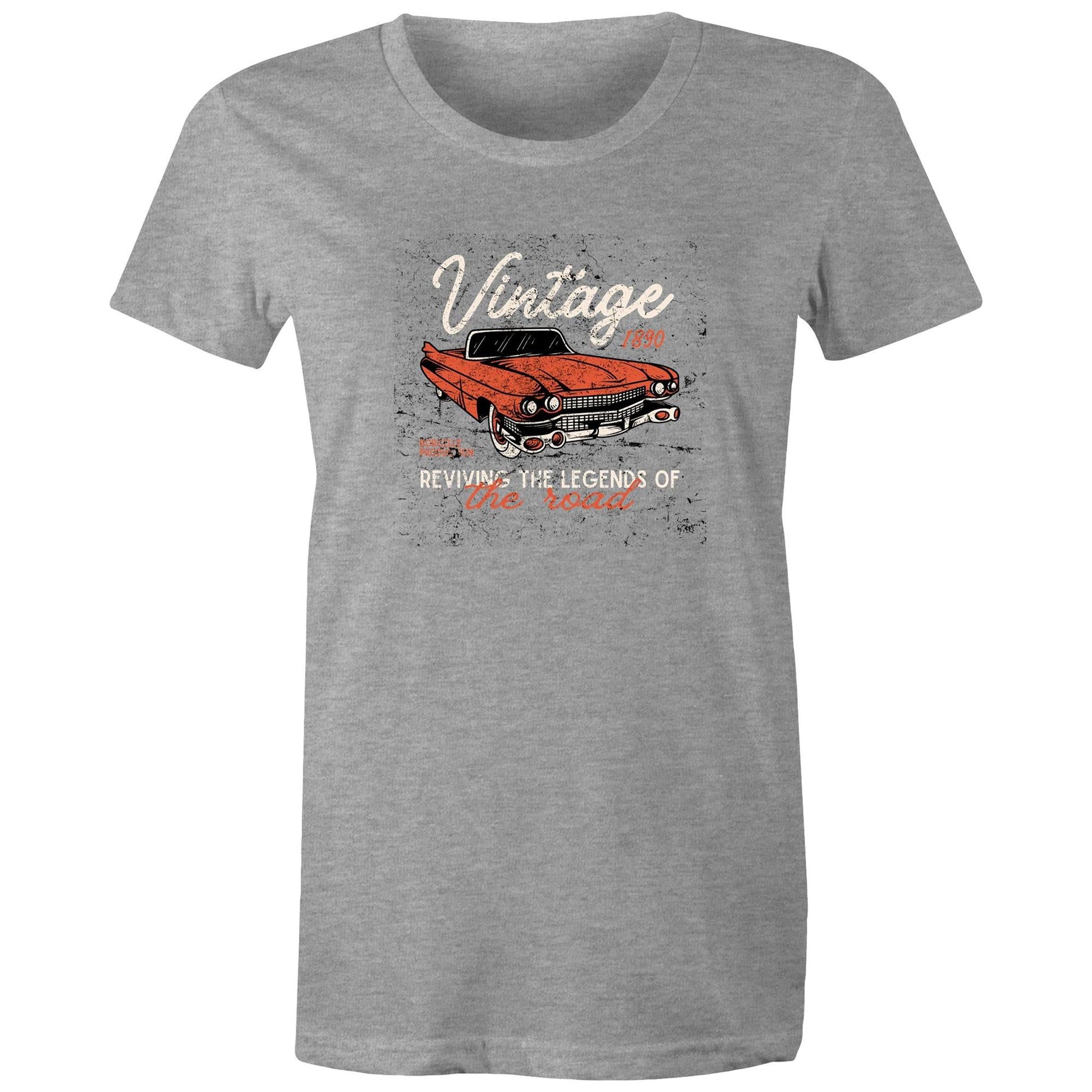 Women's Maple Tee Vintage Car Print 